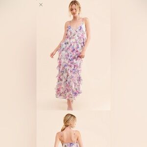 BHLDN Jia Bias-Cut Ruffled V-Neck Gown